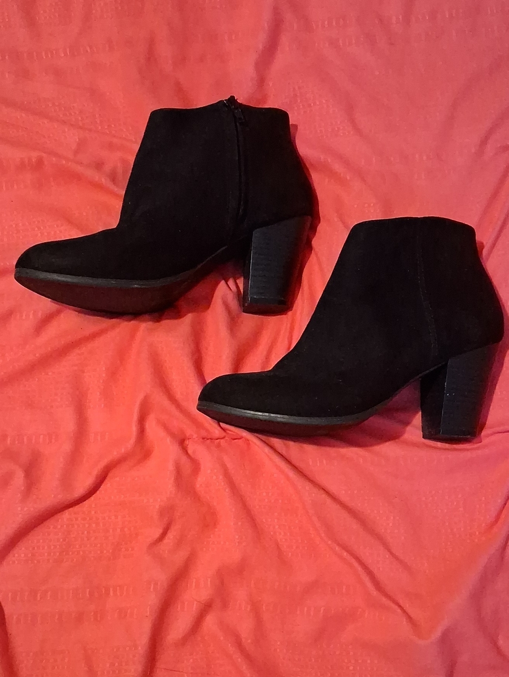 Old Navy Black Suede Ankle Booties with Block Heel